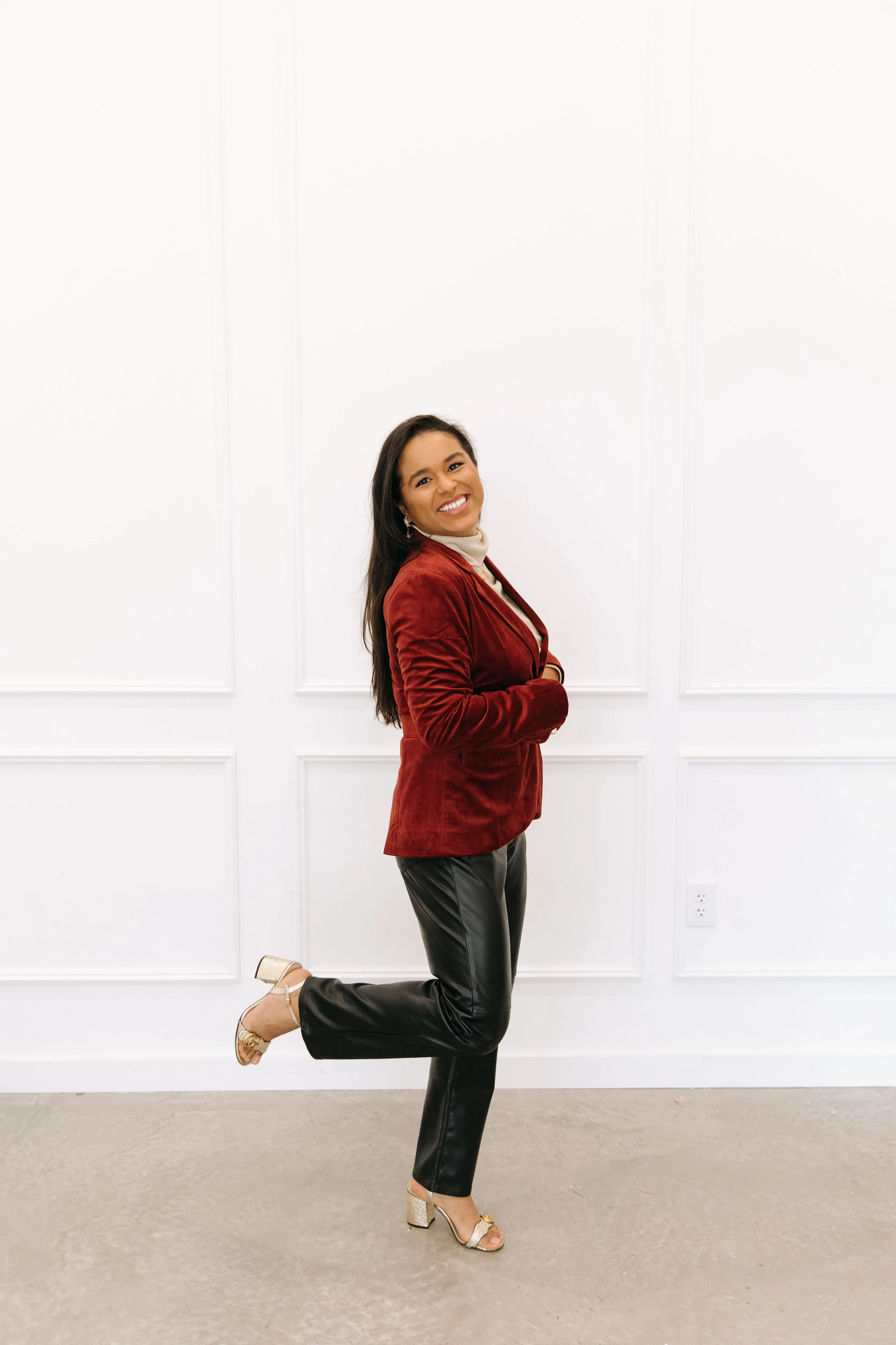The "So Scarlet it Was Maroon" Burgundy Velvet Women's Blazer sold by PWR MWN product image thumbnail 5