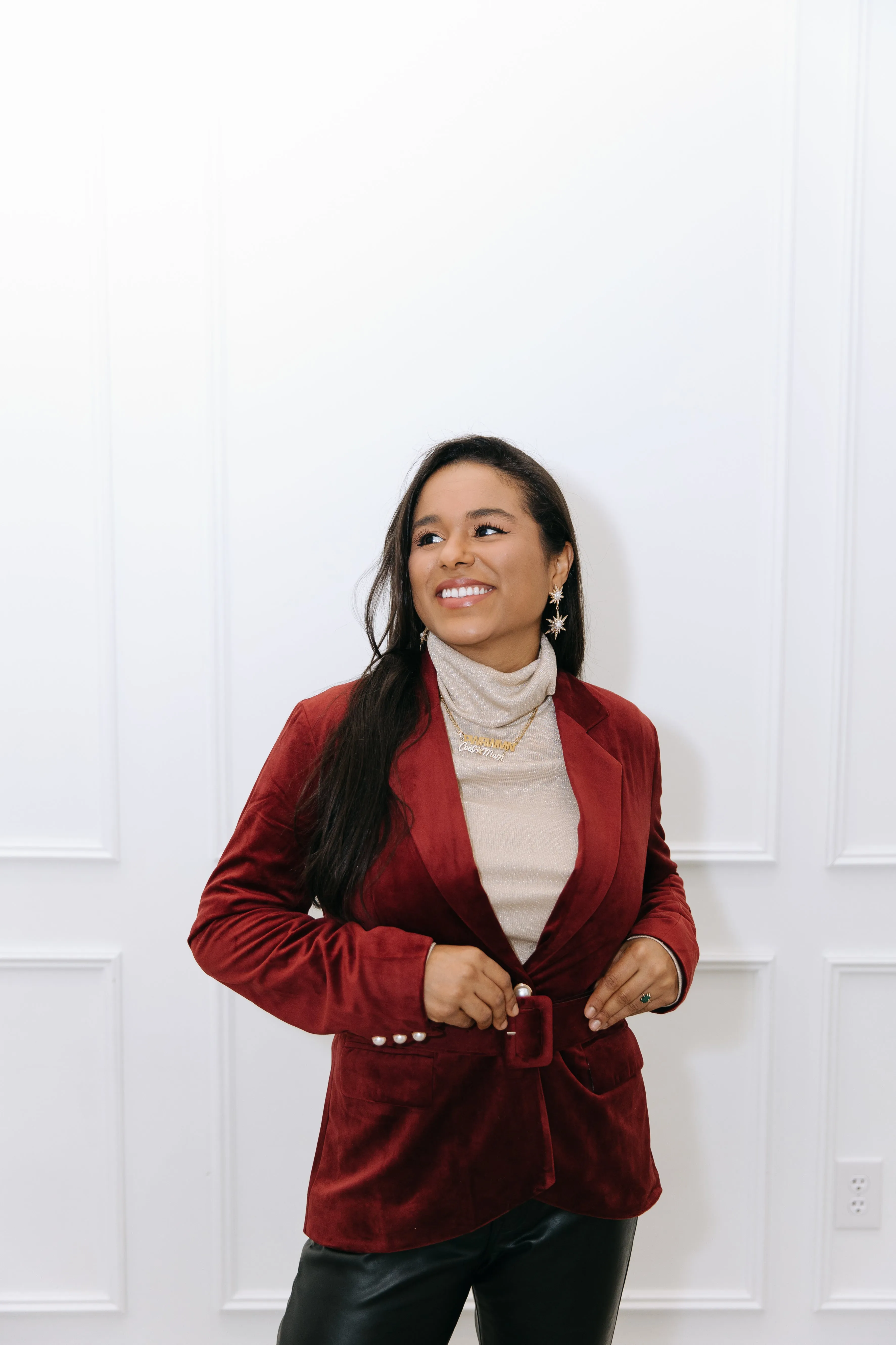The "So Scarlet it Was Maroon" Burgundy Velvet Women's Blazer sold by PWR MWN