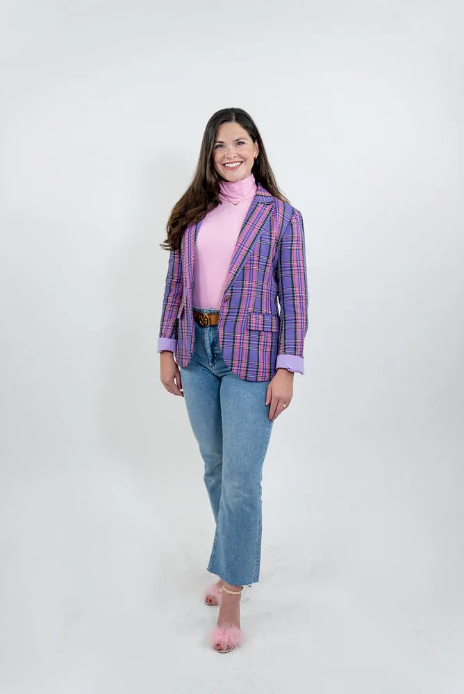 The "As If!" Purple and Pink Plaid Women's Blazer sold by PWR MWN product image thumbnail 5