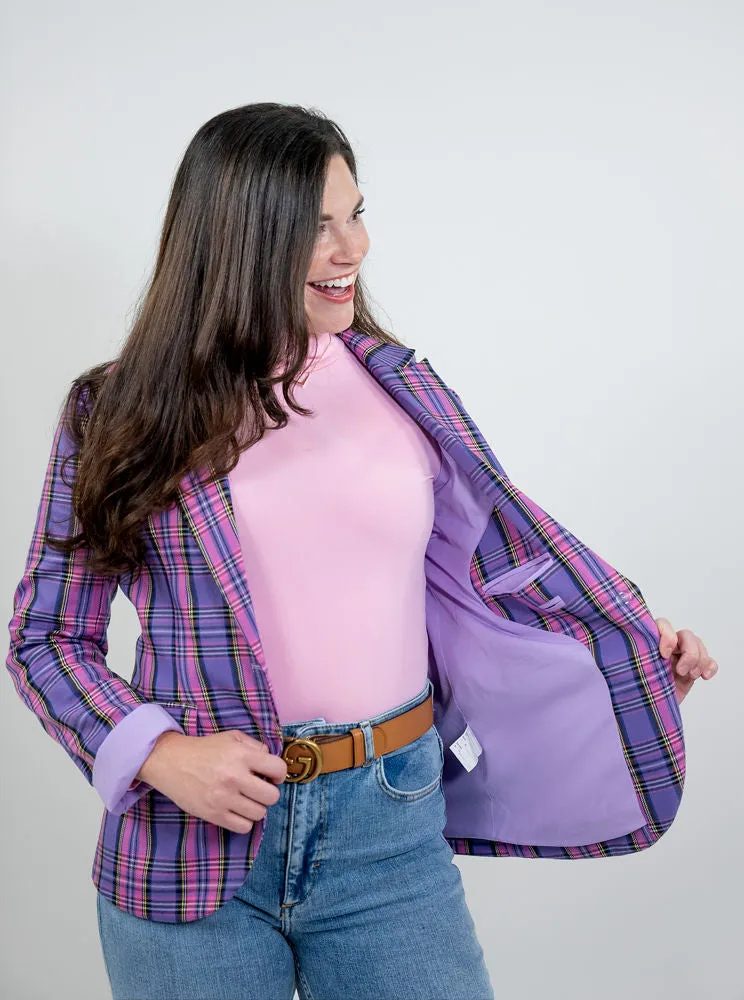 The "As If!" Purple and Pink Plaid Women's Blazer sold by PWR MWN product image thumbnail 2