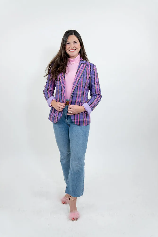 The "As If!" Purple and Pink Plaid Women's Blazer sold by PWR MWN product image thumbnail 4