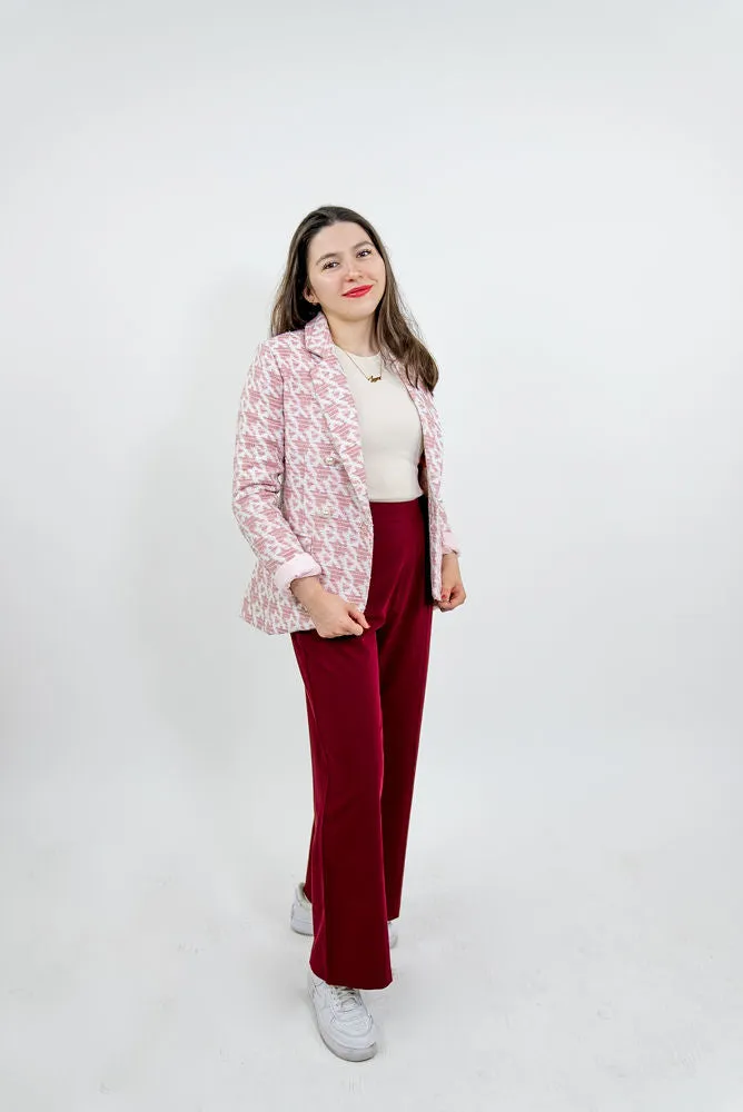 The "What? Like it's Hard" Pink Houndstooth PWR WMN Women's Blazer sold by PWR MWN product image thumbnail 5