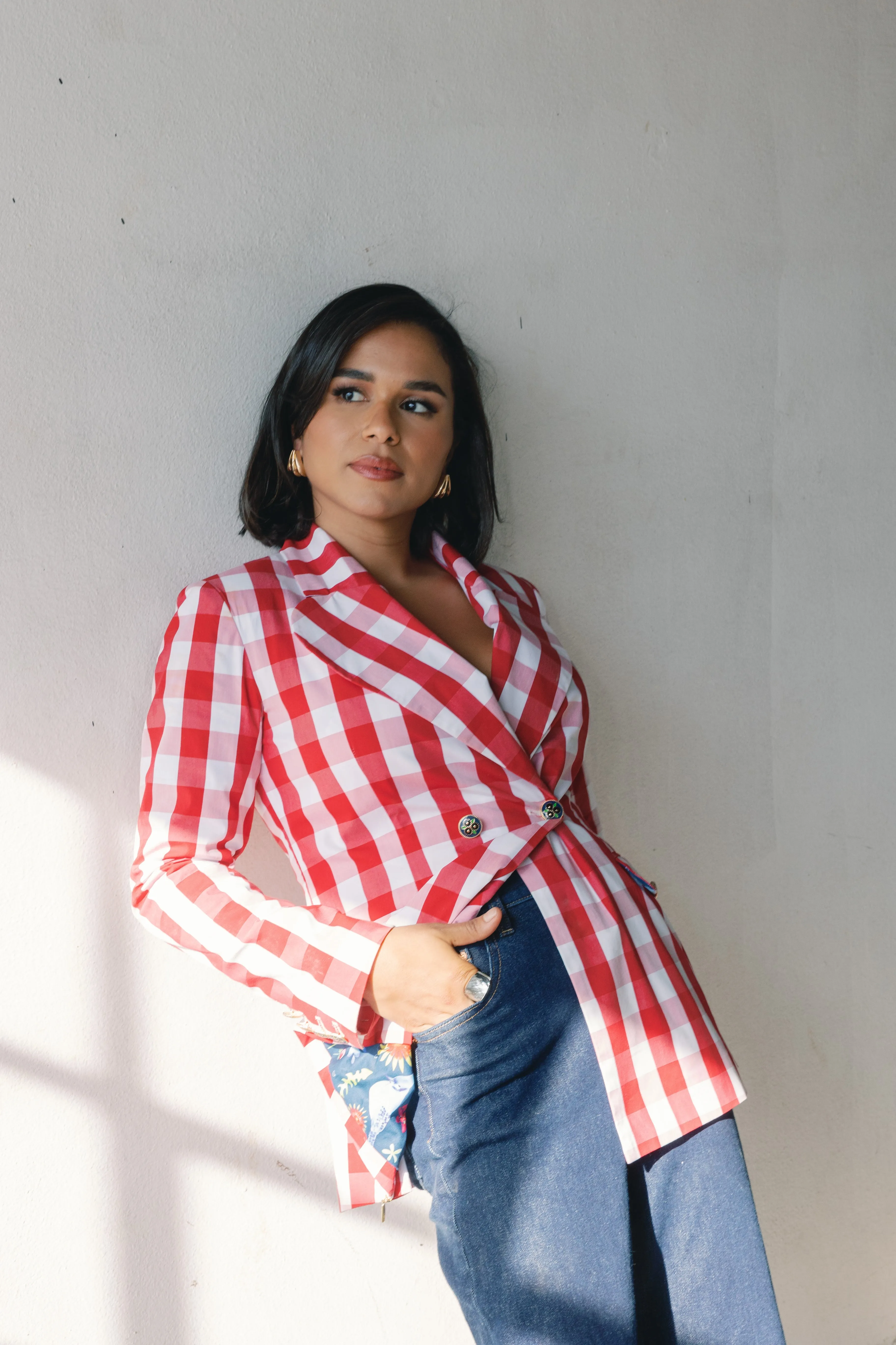 The Queen of Hearts | Red Plaid Blazer sold by PWR MWN