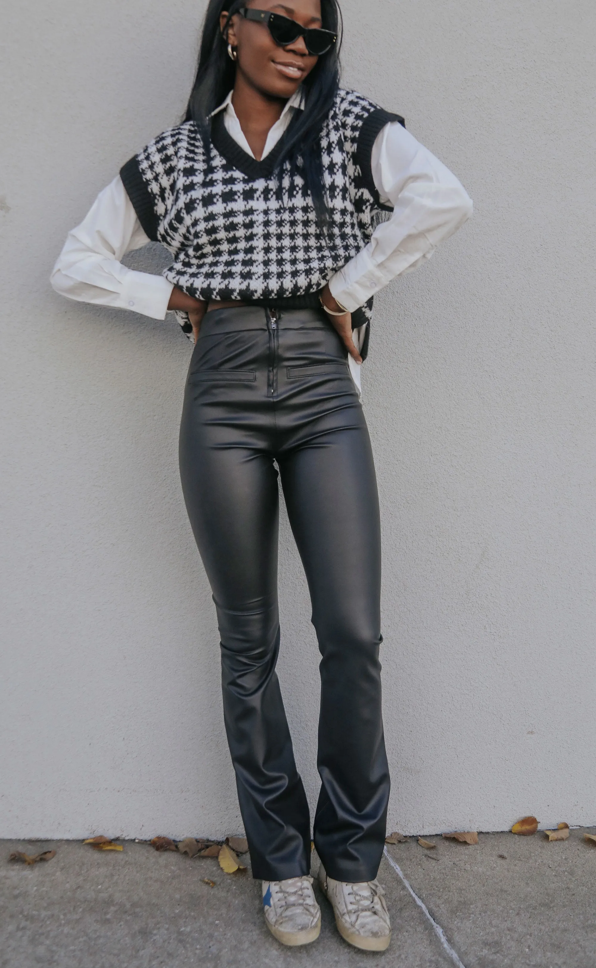 blank nyc: leather mini boot cut legging sold by RIFFRAFF