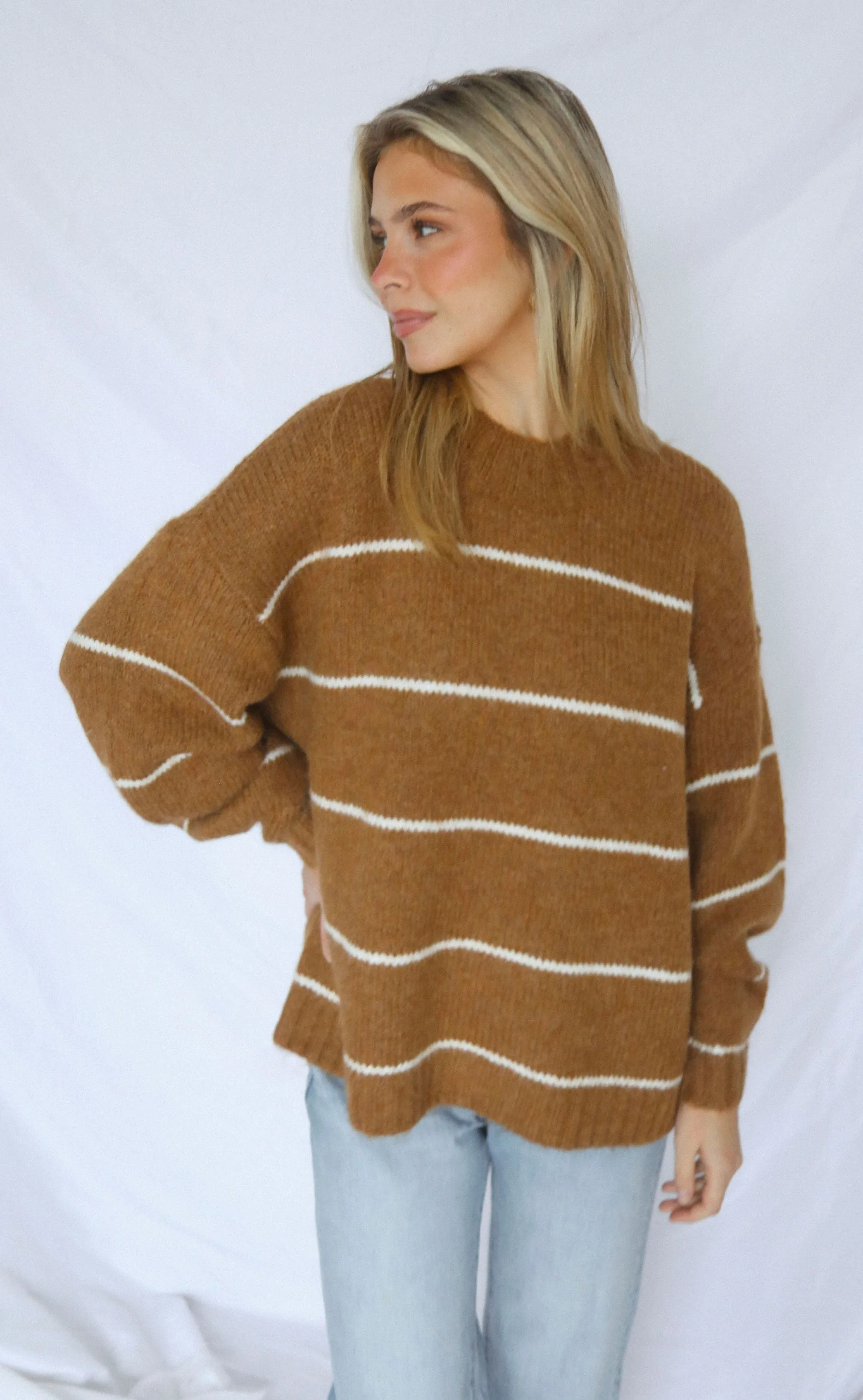pistola: carlen mock neck sweater - caramel stripe sold by RIFFRAFF product image thumbnail 3