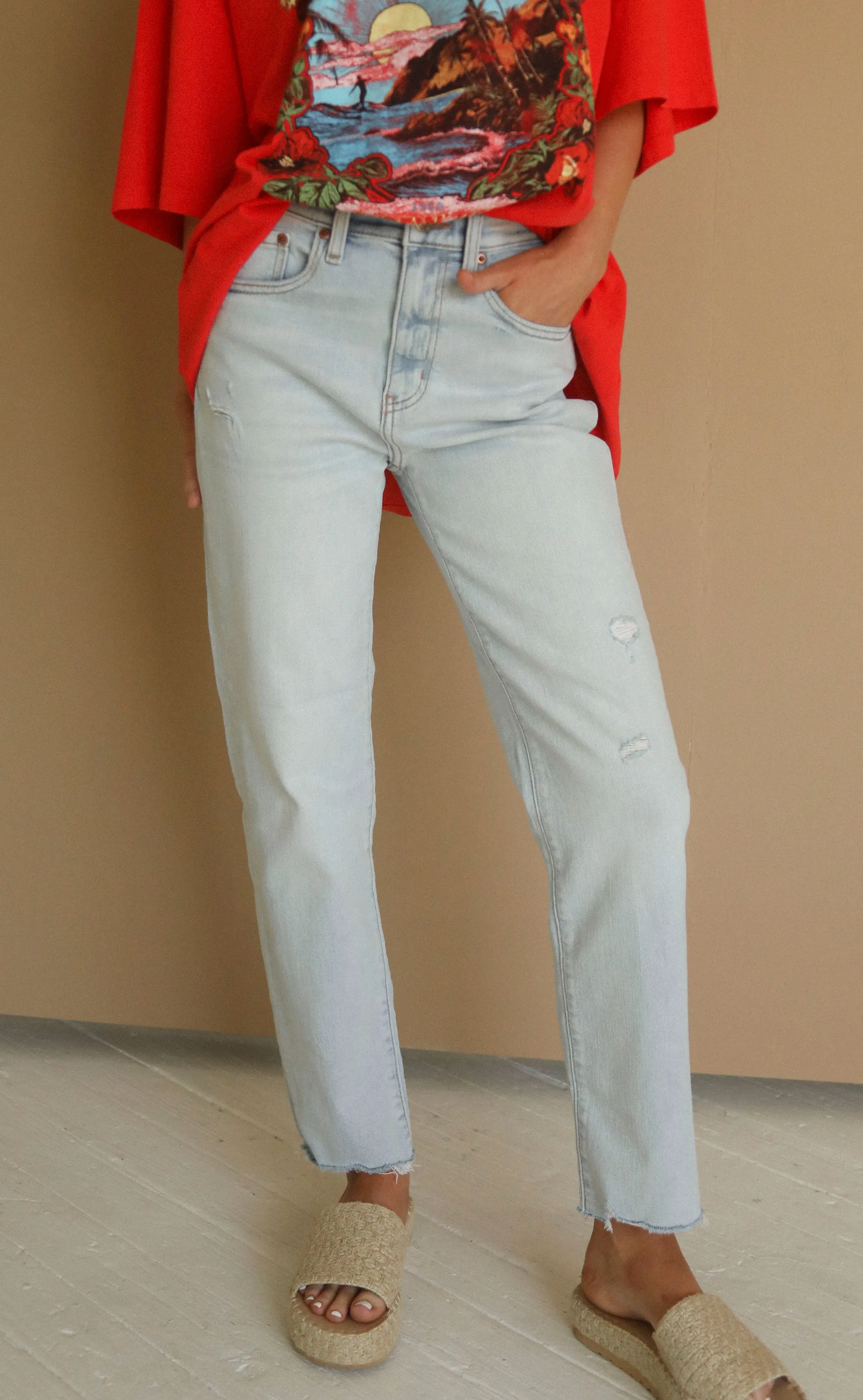 straight up high rise straight jeans - swoon vintage sold by RIFFRAFF