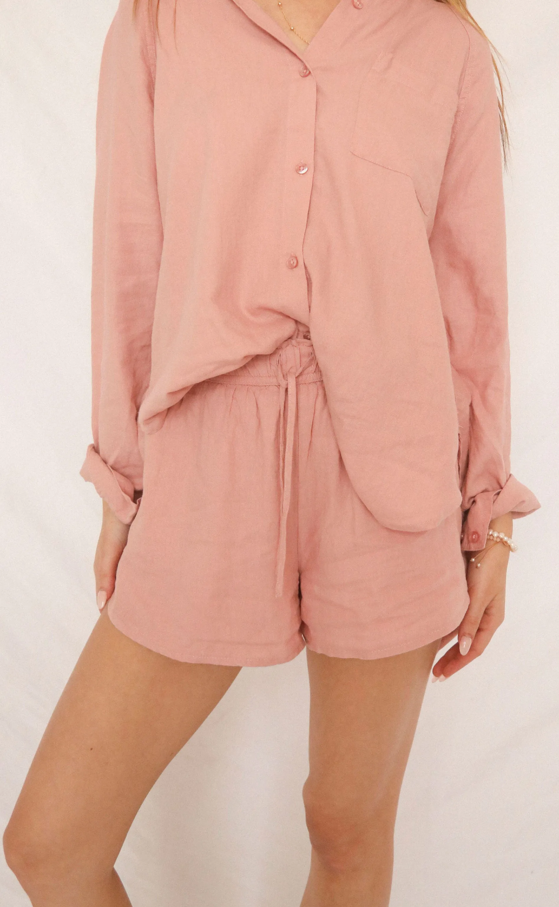 z supply: the perfect linen short - pink smoke sold by RIFFRAFF