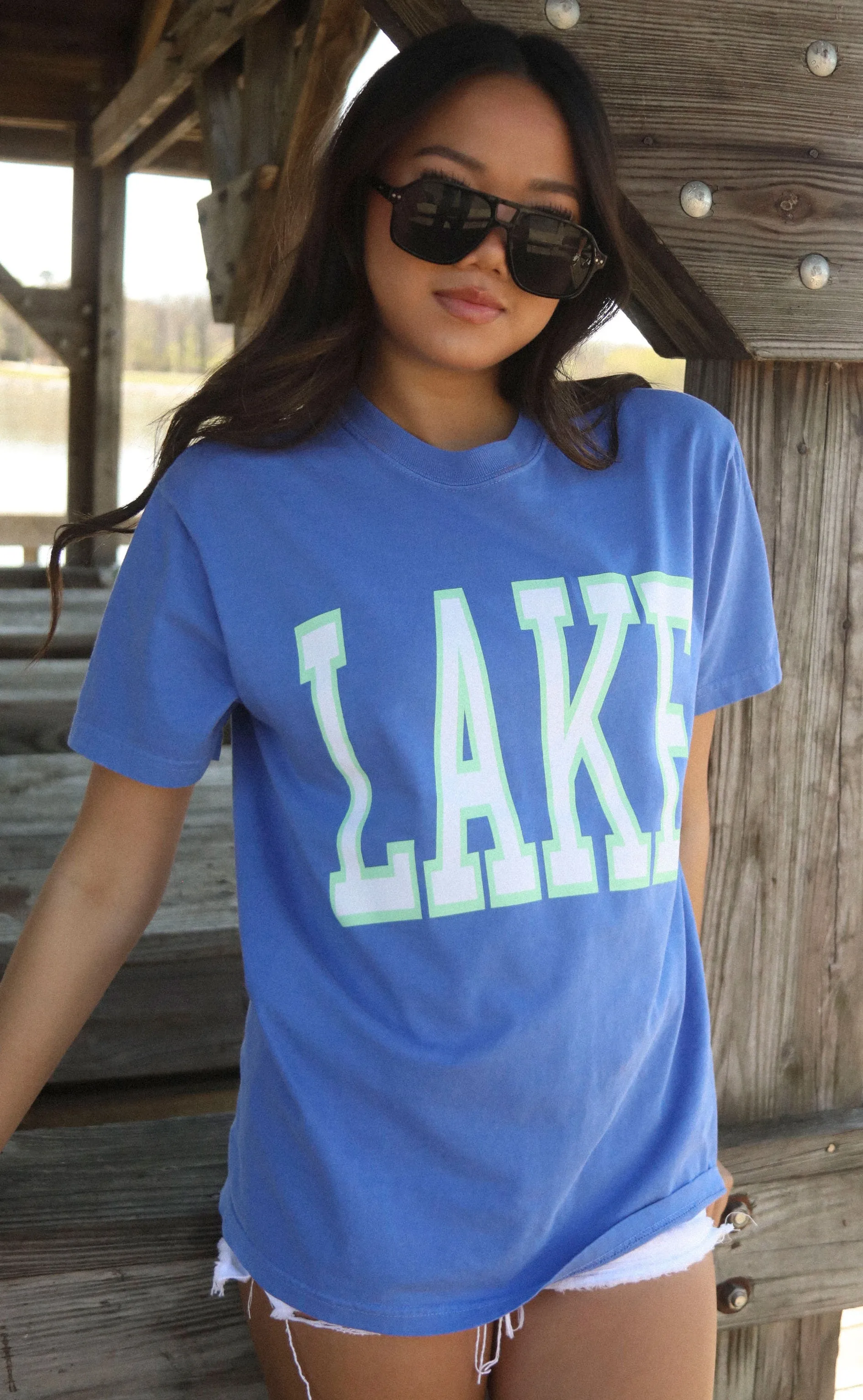 charlie southern: classic lake tee - blue sold by RIFFRAFF