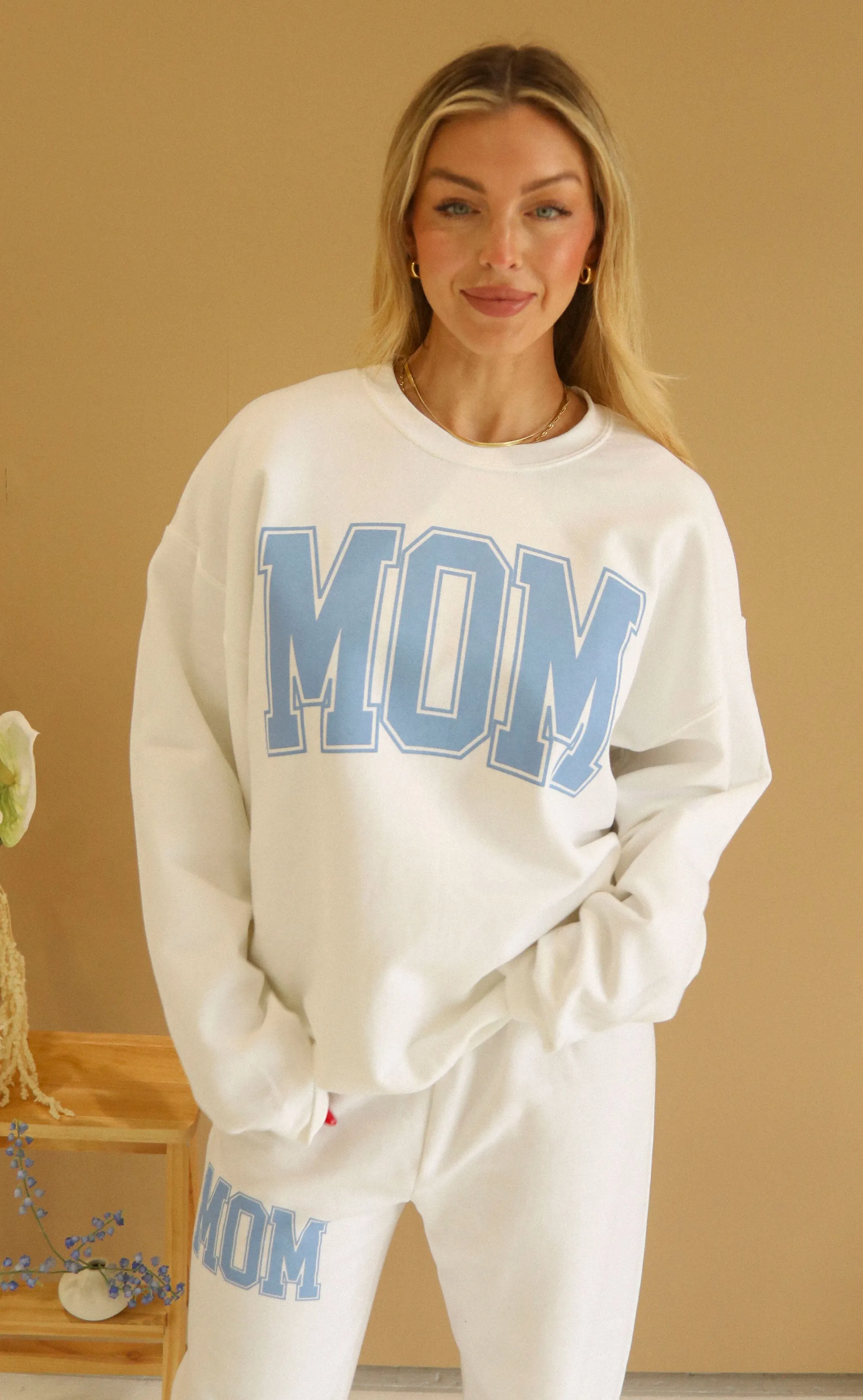 friday + saturday: classic mom sweatshirt - blue sold by RIFFRAFF