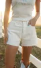 z supply: everyday hi-rise denim short - off white sold by RIFFRAFF
