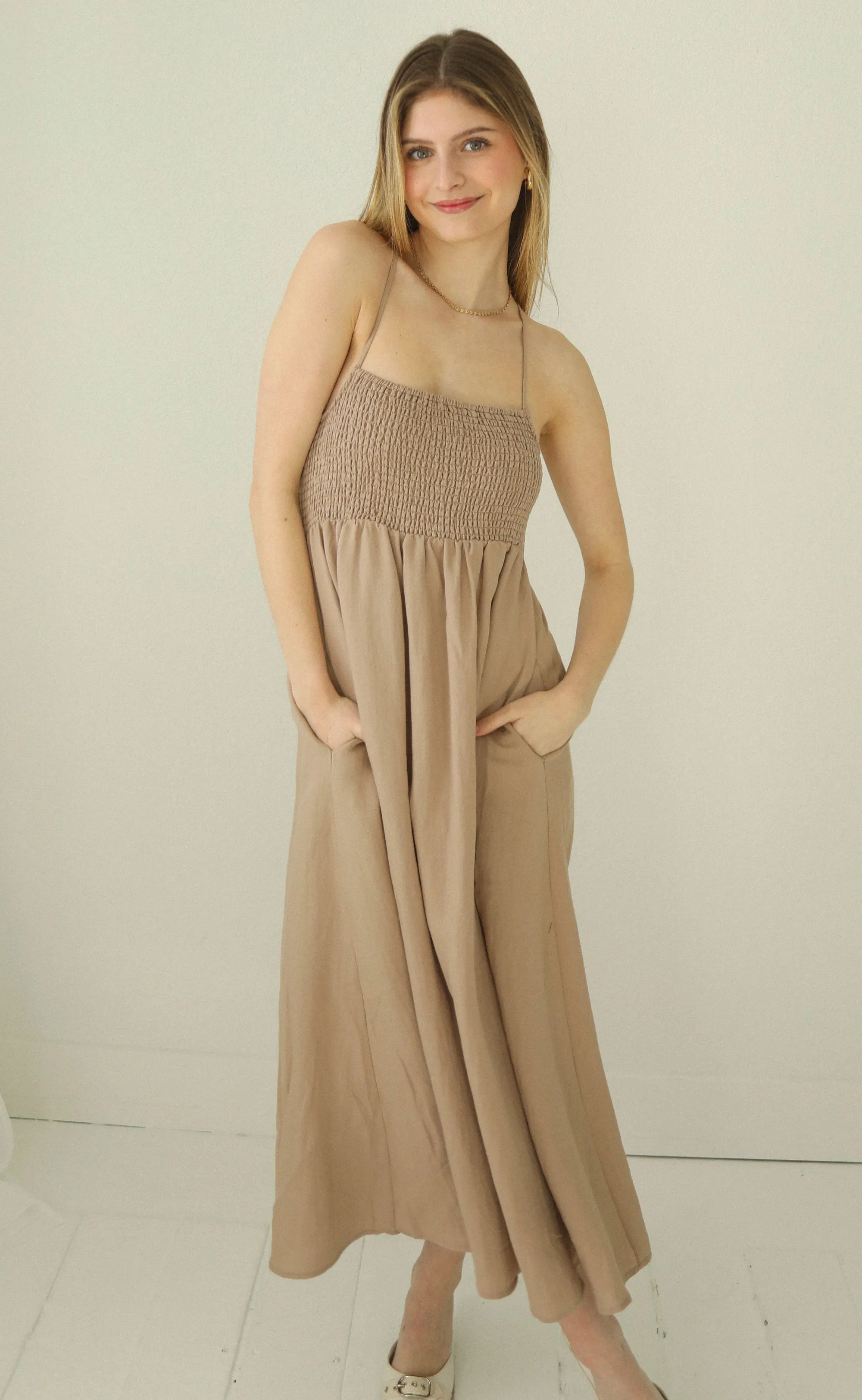 z supply: beachside midi dress - iced coffee sold by RIFFRAFF