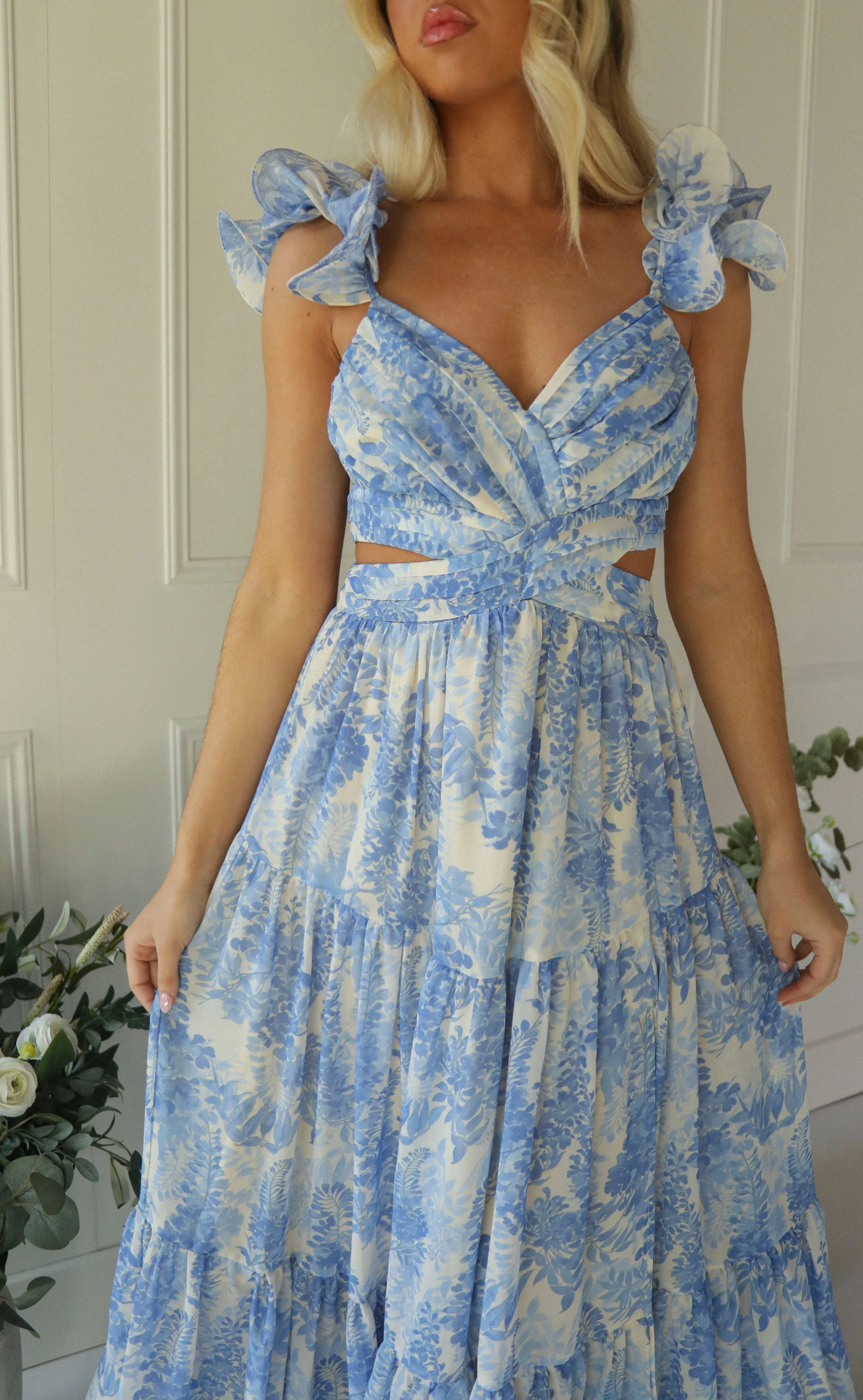 astr: fritillaria dress - blue floral sold by RIFFRAFF product image thumbnail 2