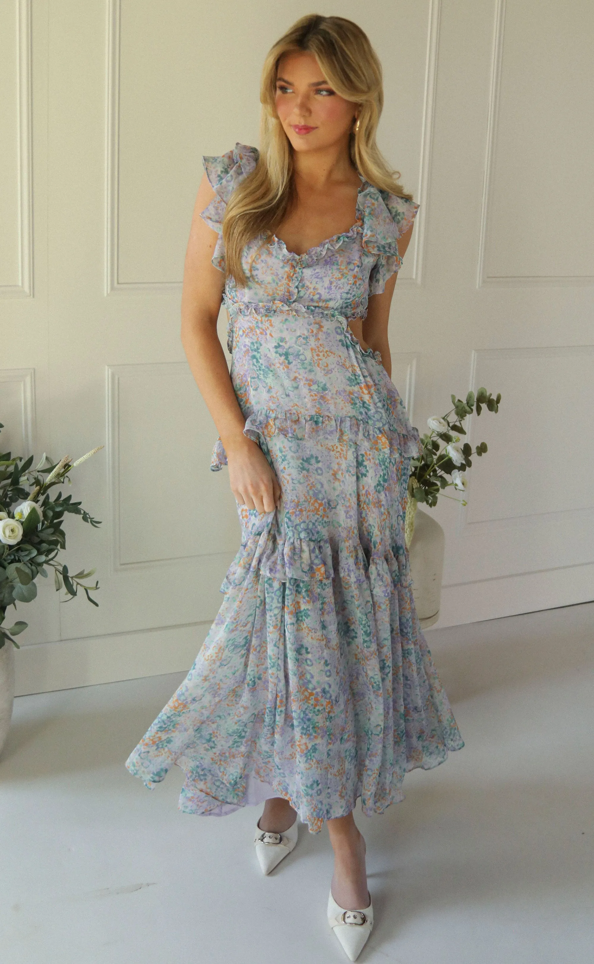 astr: mable dress - lilac green floral sold by RIFFRAFF