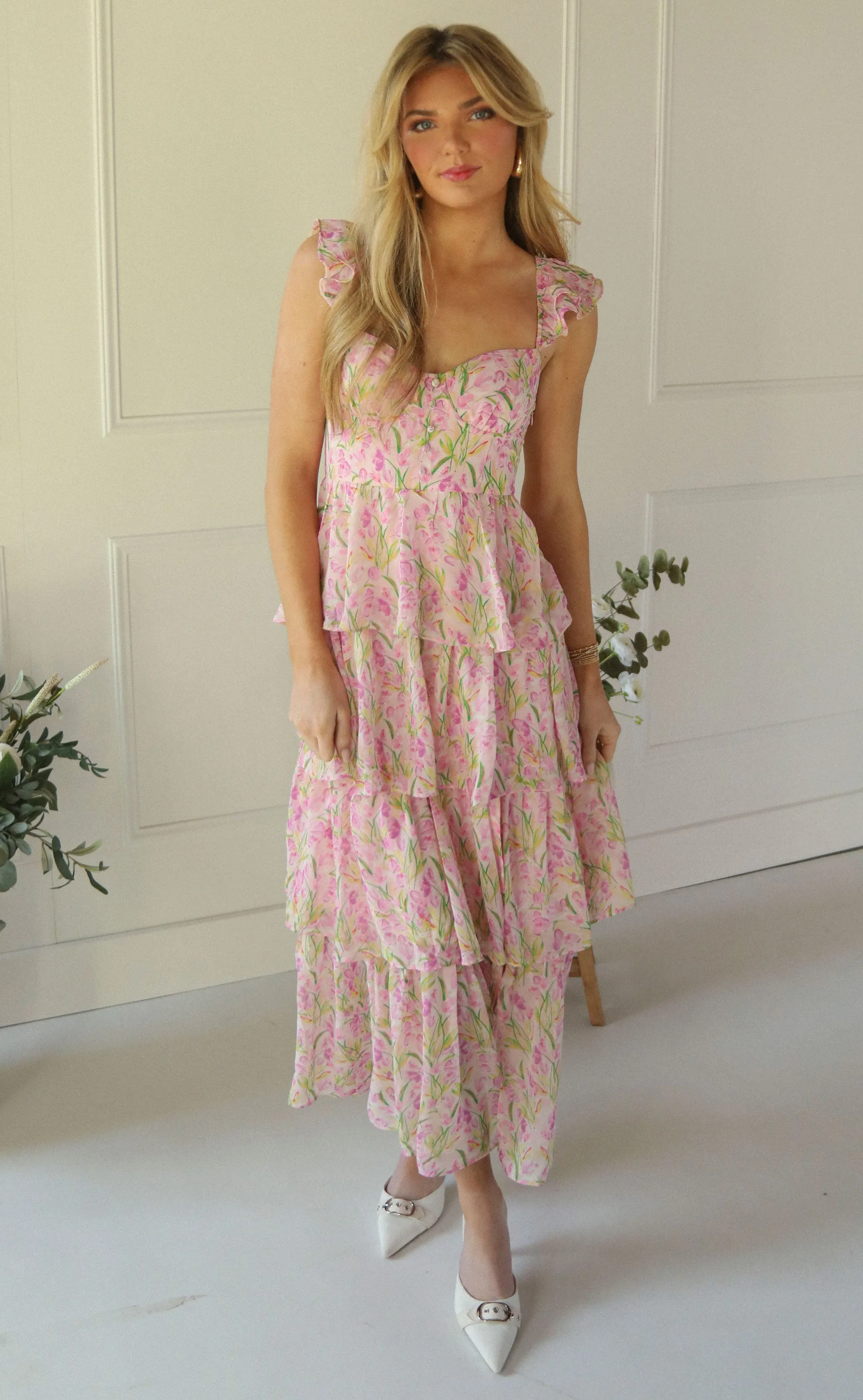 astr: midsummer dress - pink floral sold by RIFFRAFF