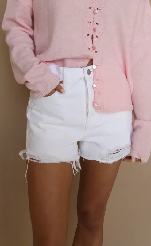 pistola: nova high rise cut off short - white vintage sold by RIFFRAFF