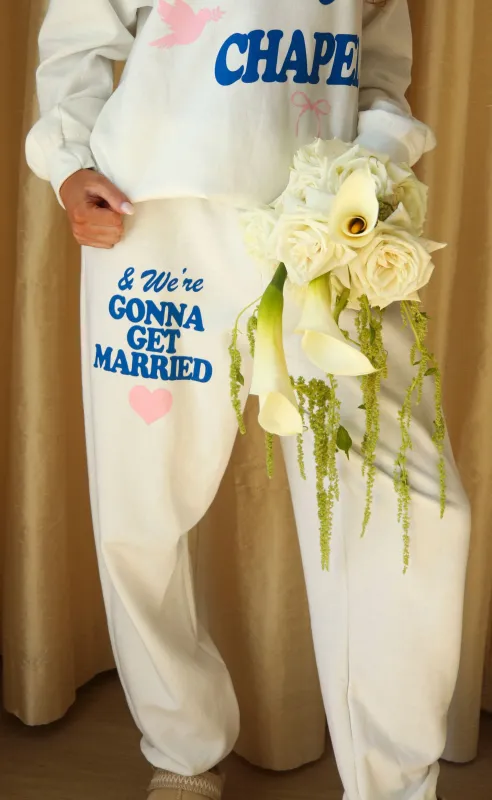 friday + saturday: gonna get married sweatpants sold by RIFFRAFF