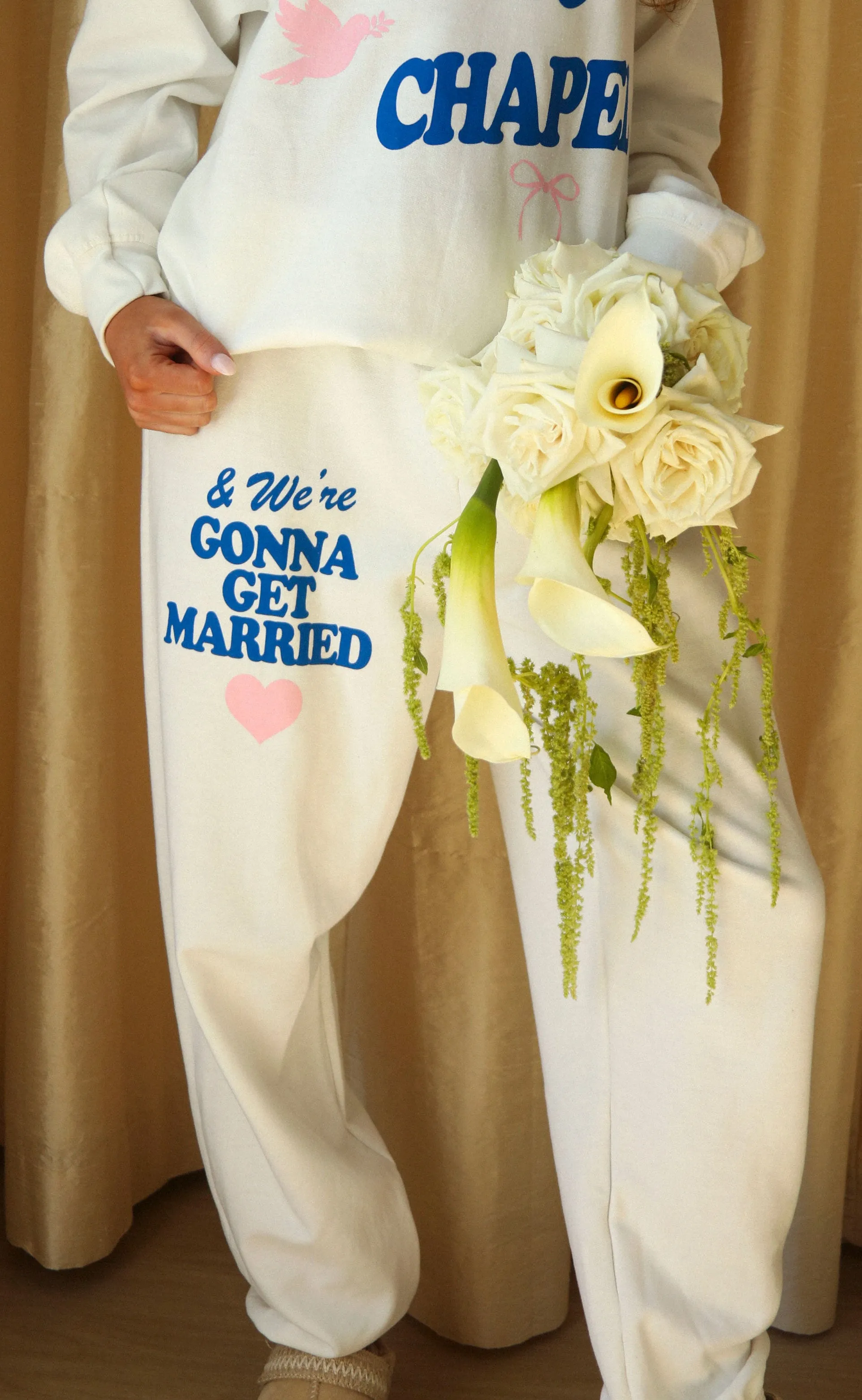 friday + saturday: gonna get married sweatpants sold by RIFFRAFF