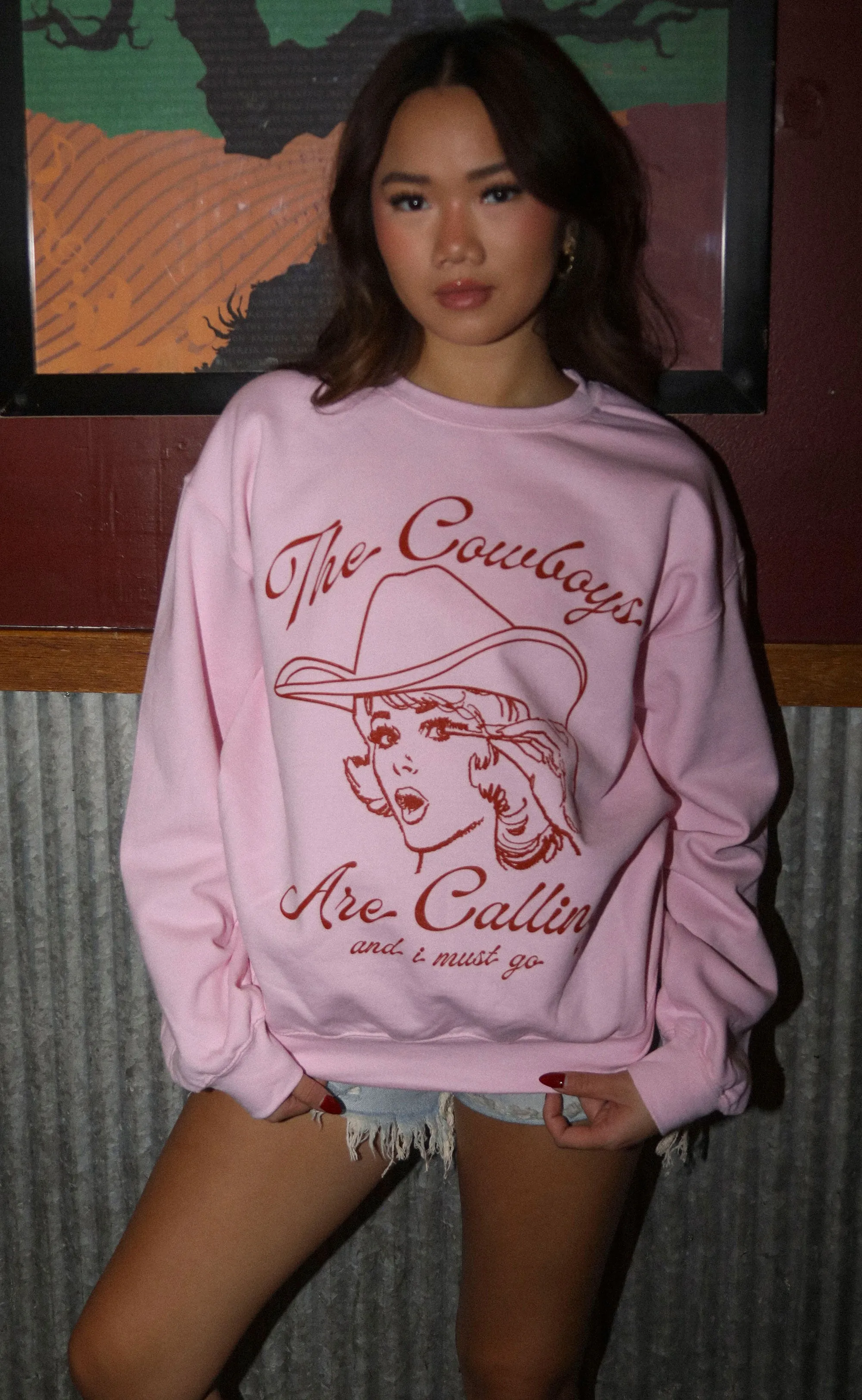 charlie southern: cowboys are calling sweatshirt - pink sold by RIFFRAFF product image thumbnail 4