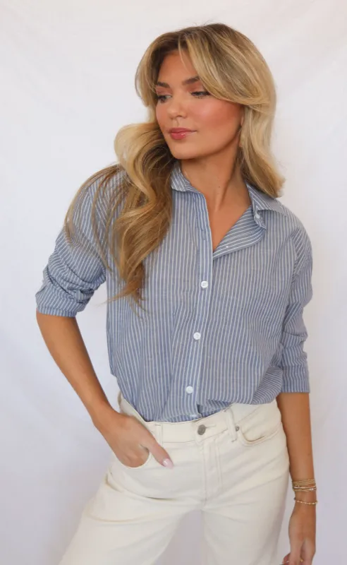 z supply: seaport striped shirt - sky blue sold by RIFFRAFF