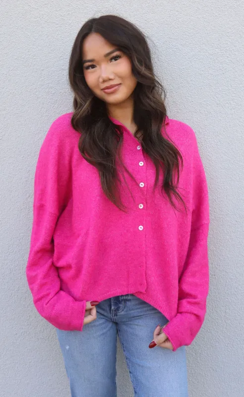 beat of your heart cardigan - fuchsia sold by RIFFRAFF