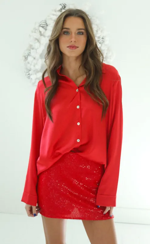show me your mumu: smith button down - red sold by RIFFRAFF