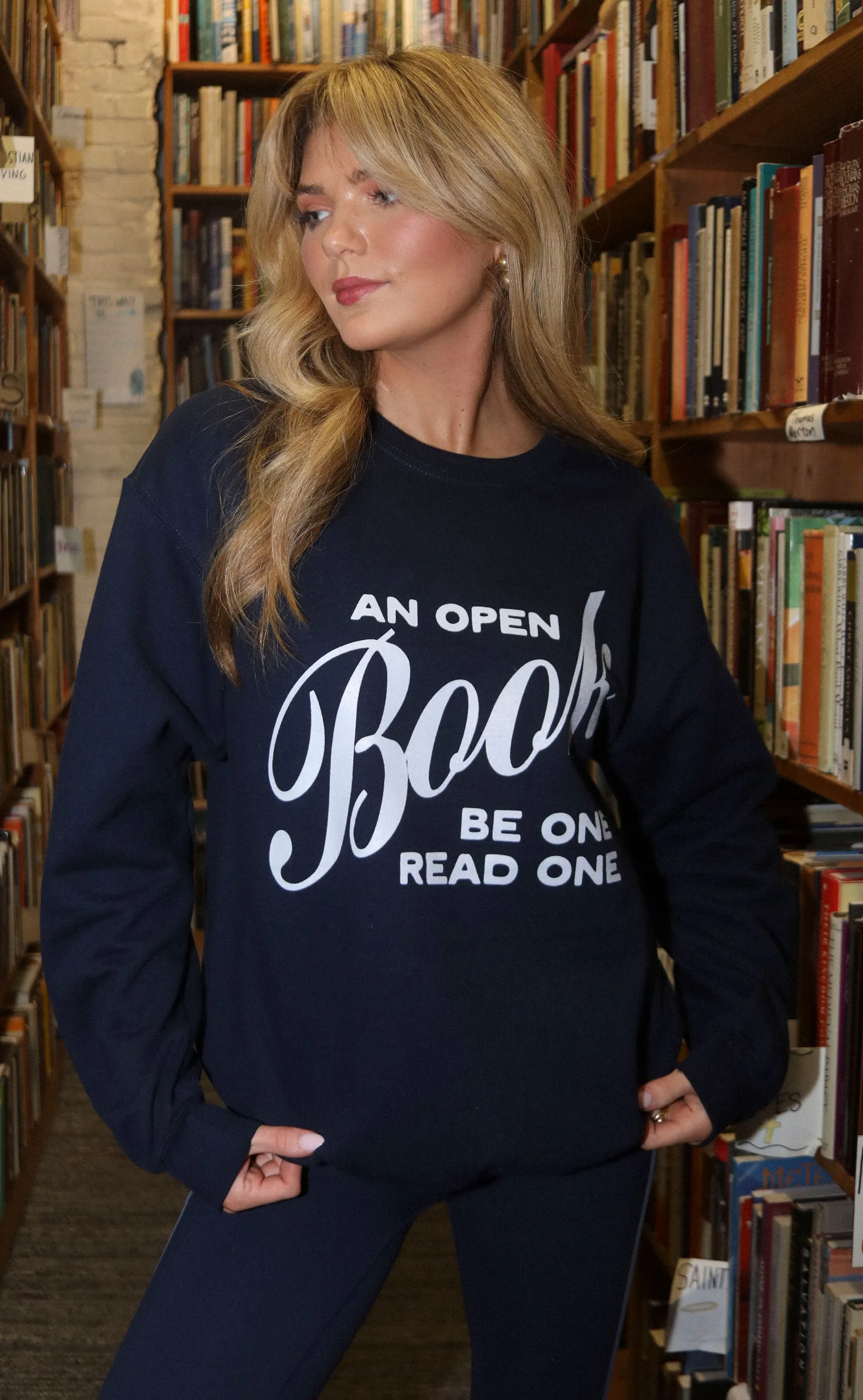 friday + saturday x jo johnson overby: open book sweatshirt sold by RIFFRAFF product image thumbnail 2