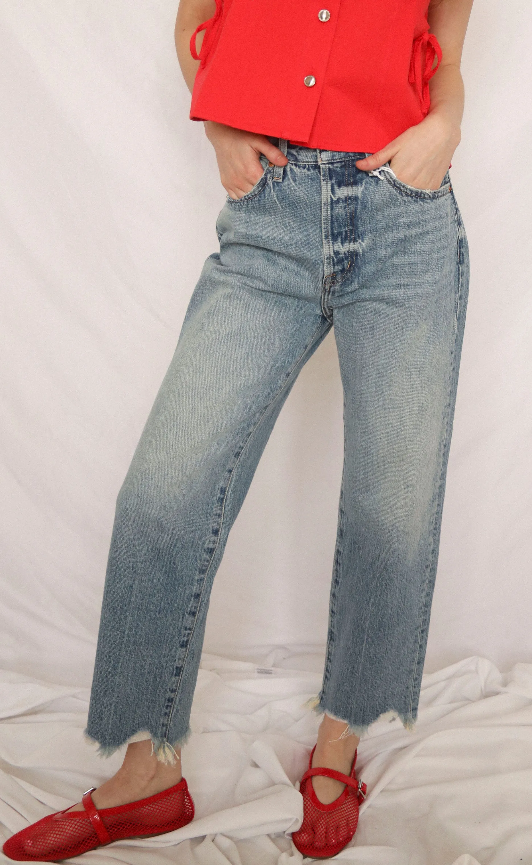 pistola: cassie crop super high rise straight - era vintage sold by RIFFRAFF