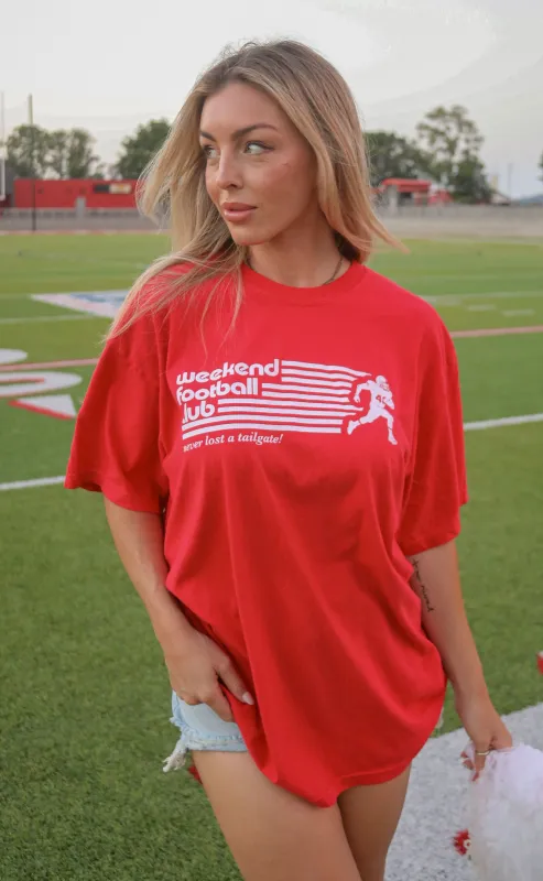friday + saturday: weekend football club t shirt sold by RIFFRAFF