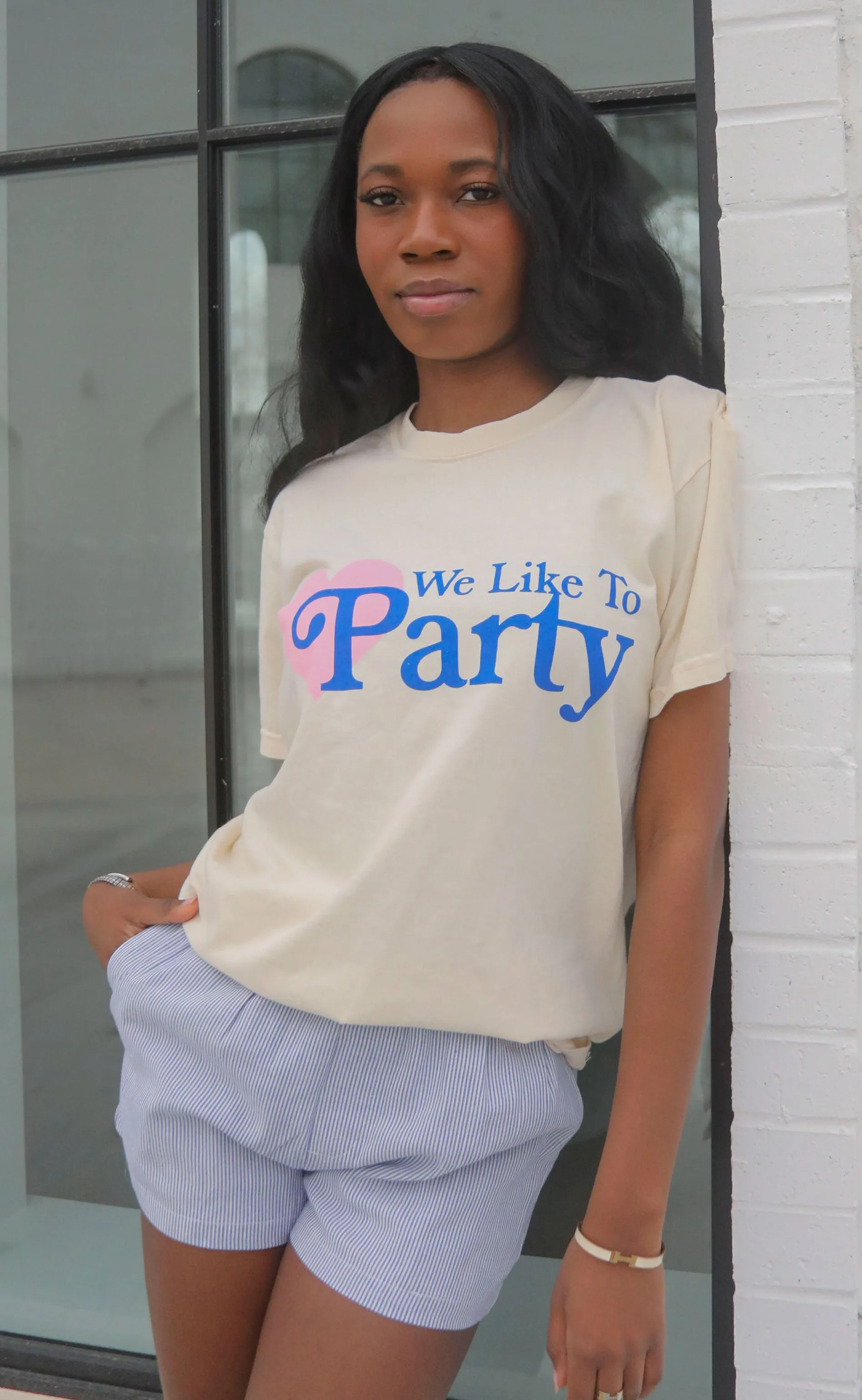 friday + saturday: we like to party heart t shirt sold by RIFFRAFF product image thumbnail 2