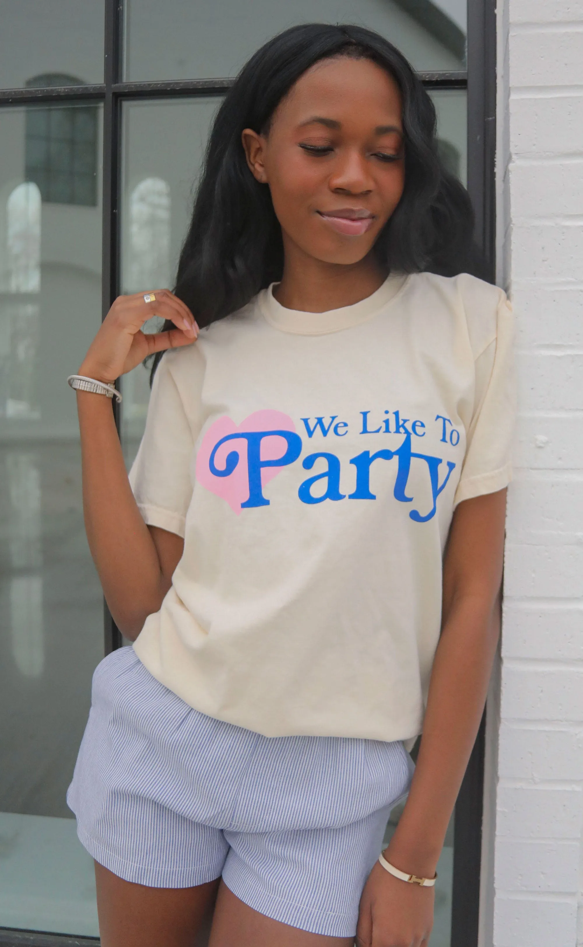 friday + saturday: we like to party heart t shirt sold by RIFFRAFF product image thumbnail 5