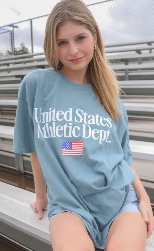 friday + saturday: us athletic dept t shirt sold by RIFFRAFF