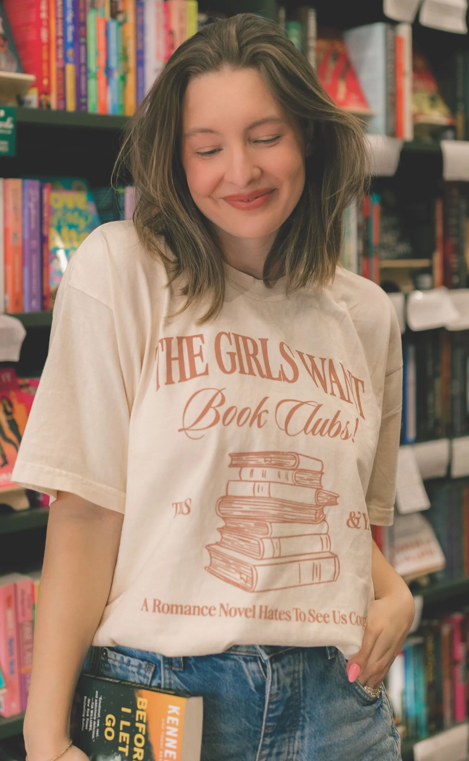 friday + saturday x jo johnson overby: girls want books t shirt sold by RIFFRAFF