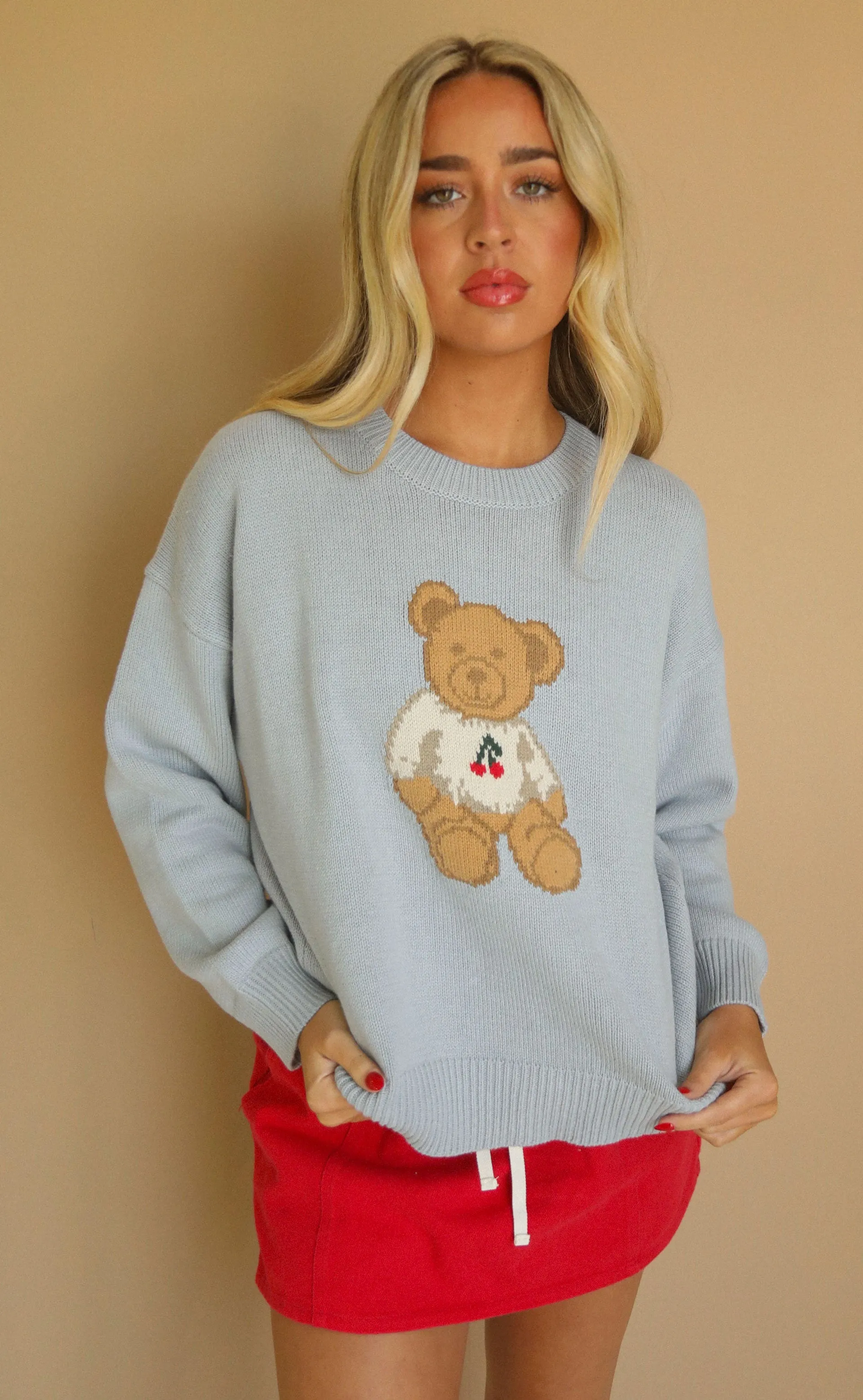 cuddle season sweater - cherry teddy sold by RIFFRAFF