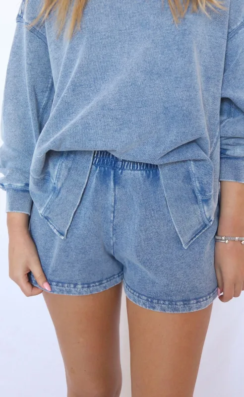 z supply: weekender knit denim short - medium indigo sold by RIFFRAFF