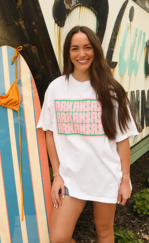 friday + saturday: arkansas! t shirt sold by RIFFRAFF