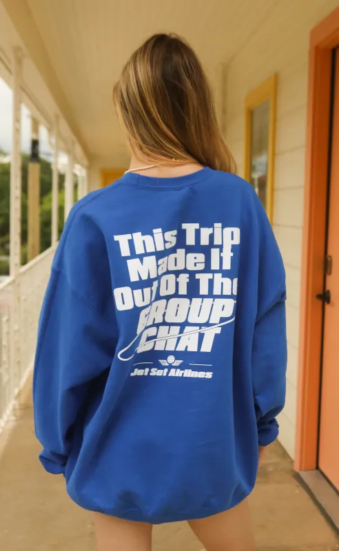 friday + saturday: jet set airlines sweatshirt sold by RIFFRAFF