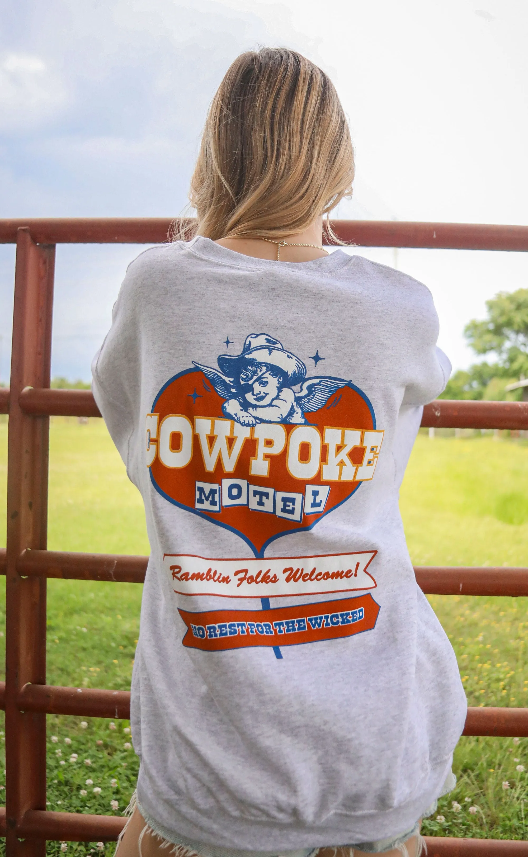 charlie southern: cowpoke motel sweatshirt sold by RIFFRAFF