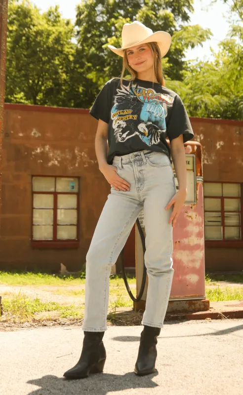 pistola: charlie high rise classic straight ankle jeans - sunkissed sold by RIFFRAFF