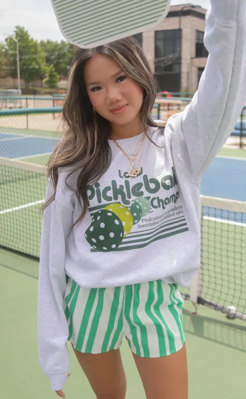 friday + saturday: pickleball champ sweatshirt made by RIFFRAFF