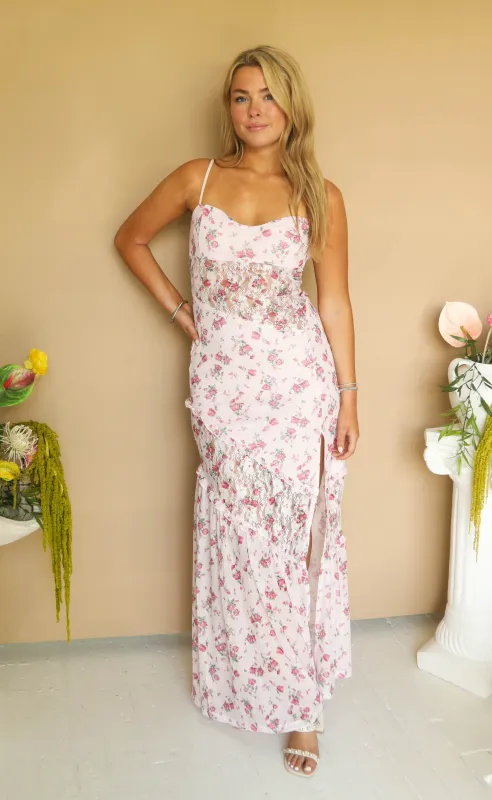 laced in bloom floral maxi dress sold by RIFFRAFF