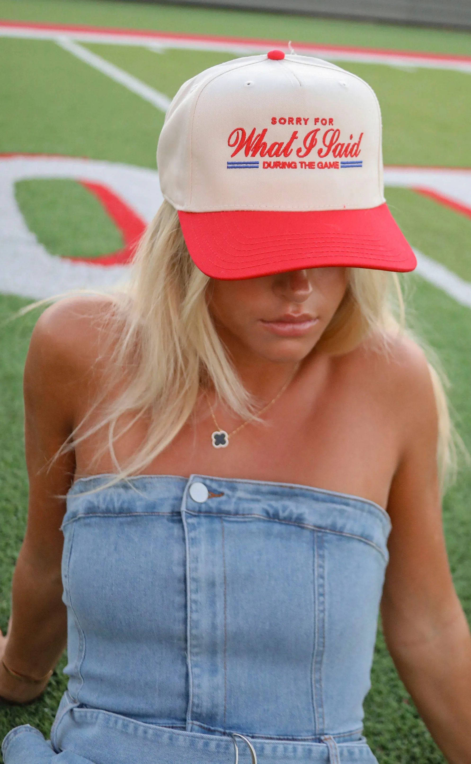 friday + saturday: sorry for what i said trucker hat sold by RIFFRAFF