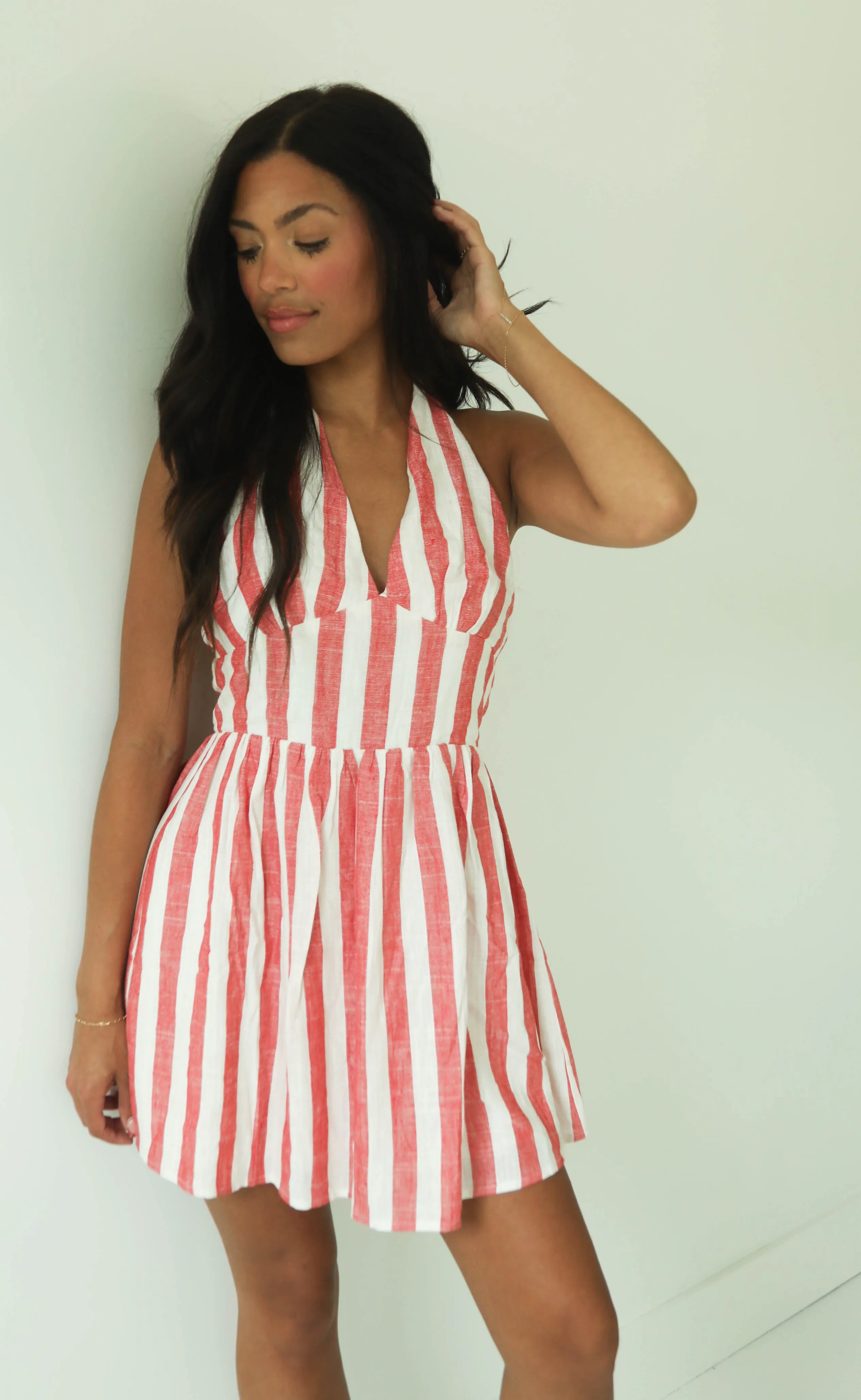 saltwater sangria striped halter mini dress sold by RIFFRAFF product image thumbnail 3