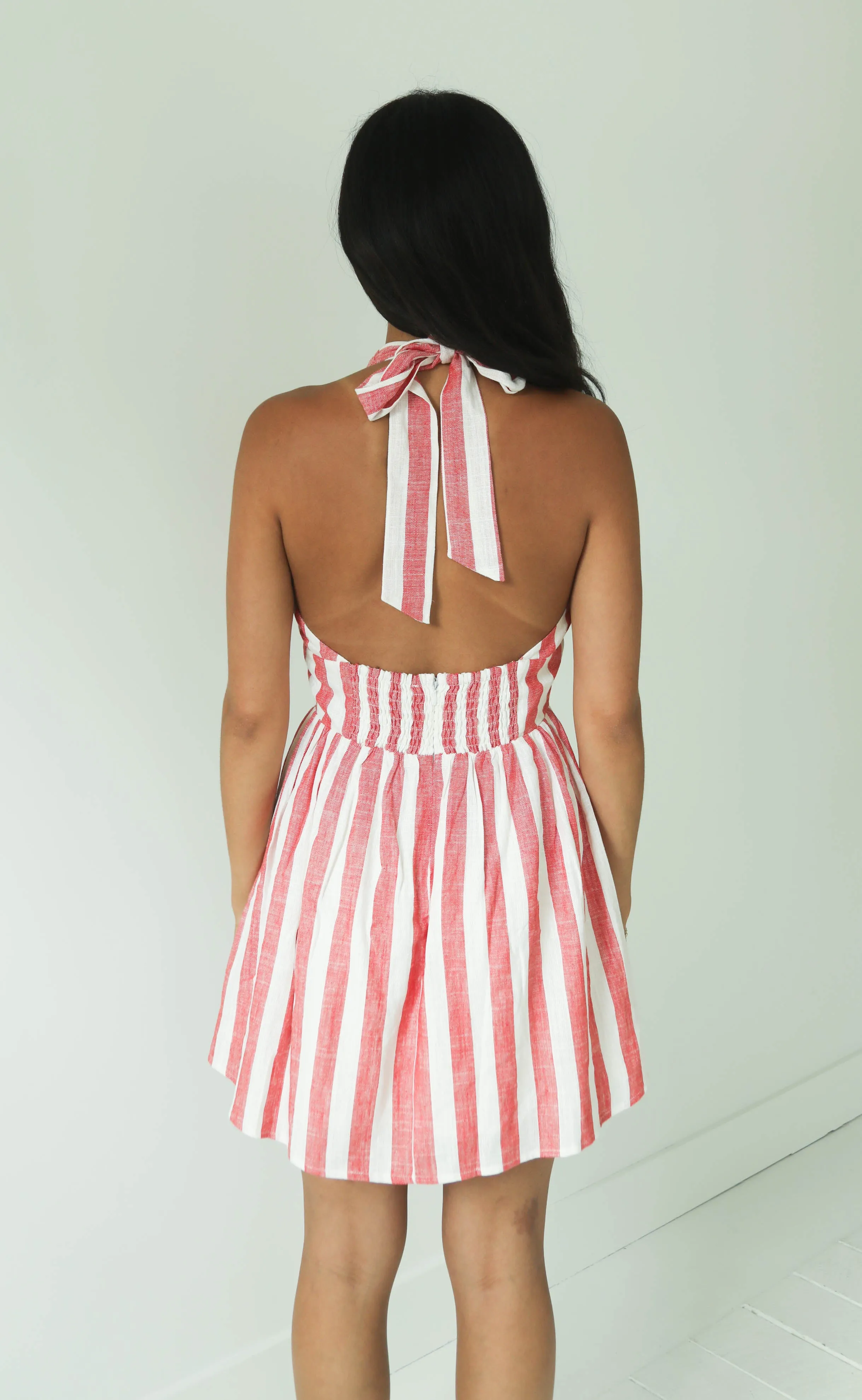 saltwater sangria striped halter mini dress sold by RIFFRAFF product image thumbnail 4
