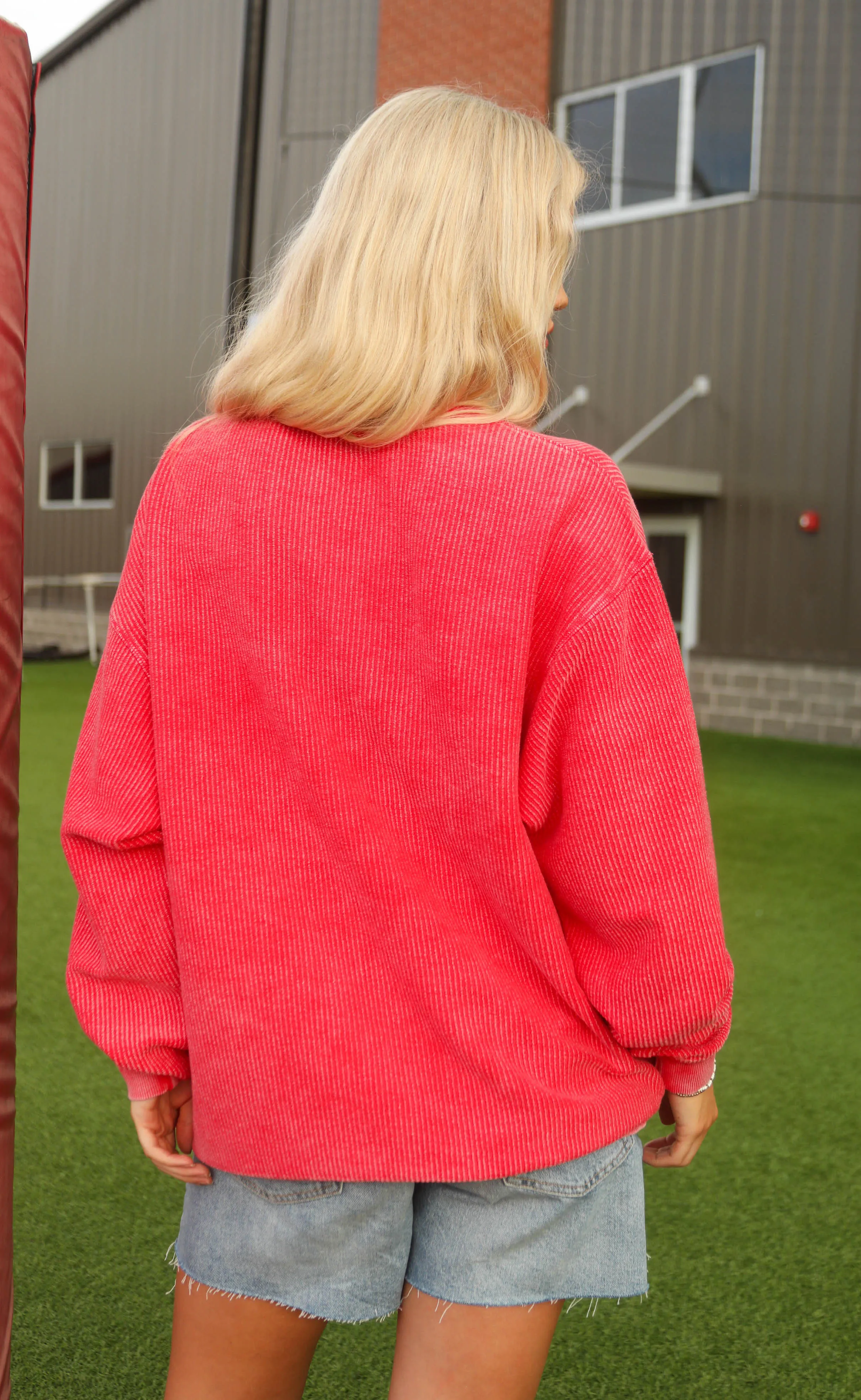 charlie southern: football corded sweatshirt - red sold by RIFFRAFF product image thumbnail 4