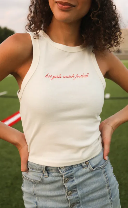 friday + saturday: hot girls watch football tank sold by RIFFRAFF