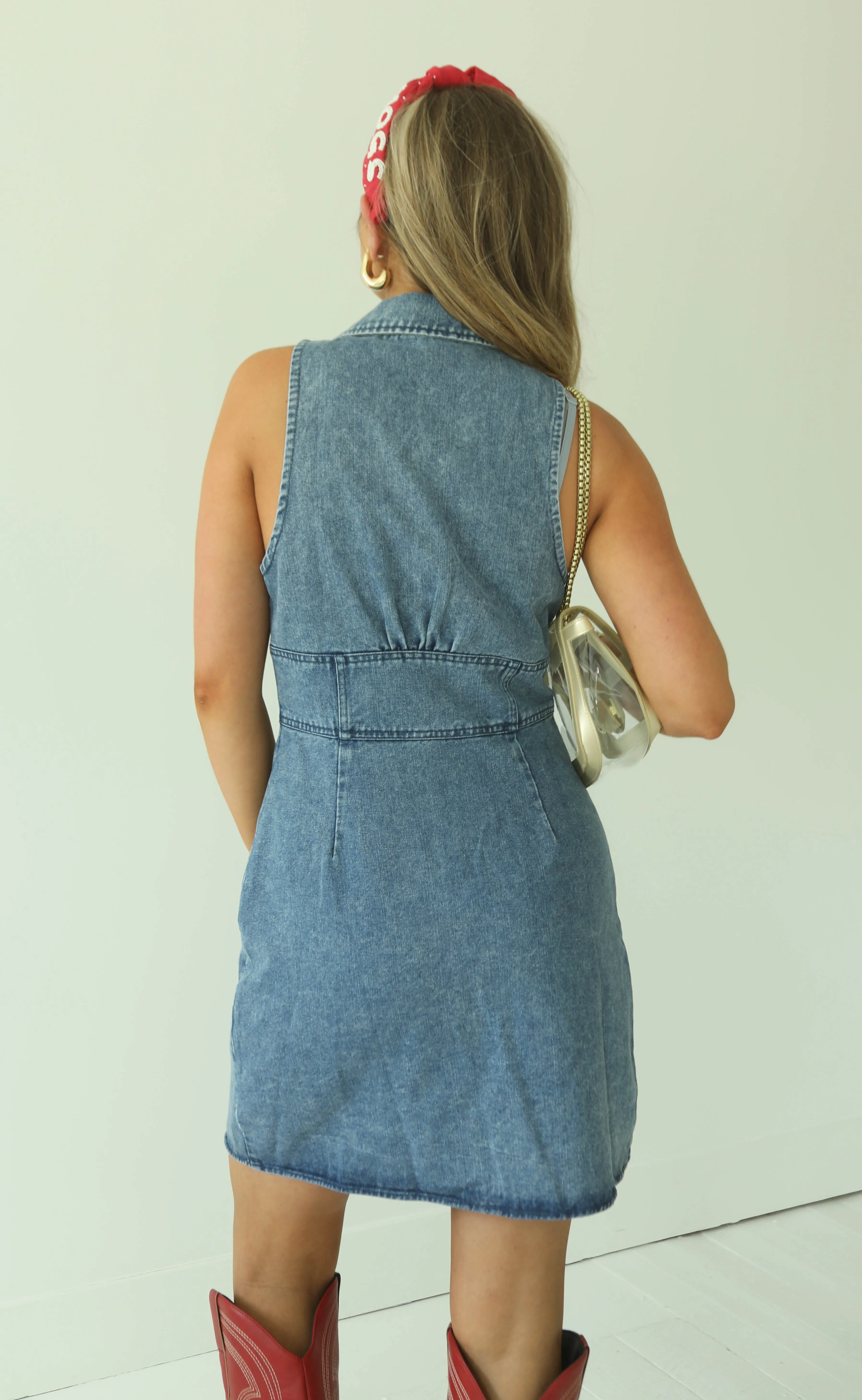 high standards denim mini dress sold by RIFFRAFF product image thumbnail 3