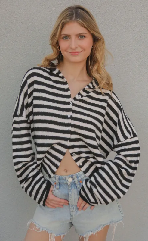 beat of your heart cardigan - stripe sold by RIFFRAFF