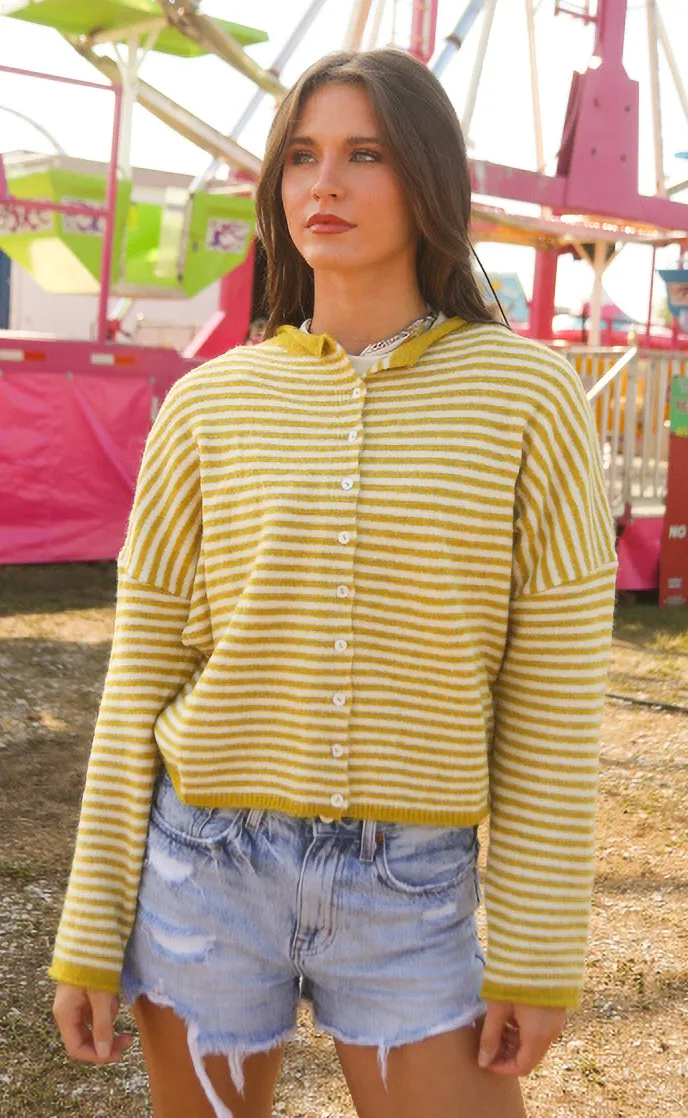 beat of your heart cardigan - yellow stripe sold by RIFFRAFF product image thumbnail 2