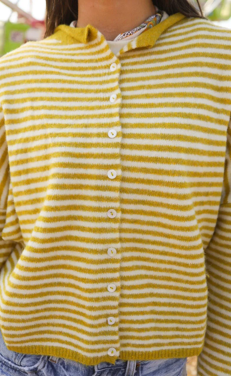 beat of your heart cardigan - yellow stripe sold by RIFFRAFF product image thumbnail 3
