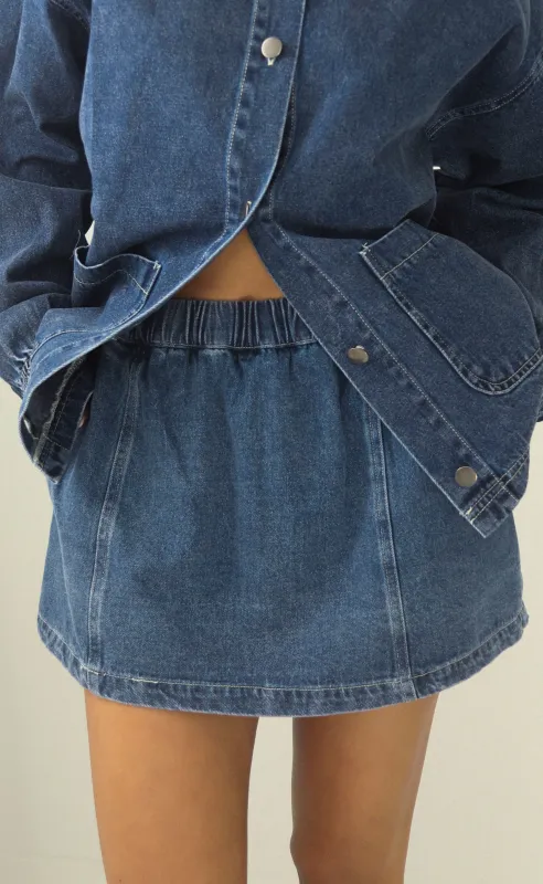 something about you denim skort sold by RIFFRAFF